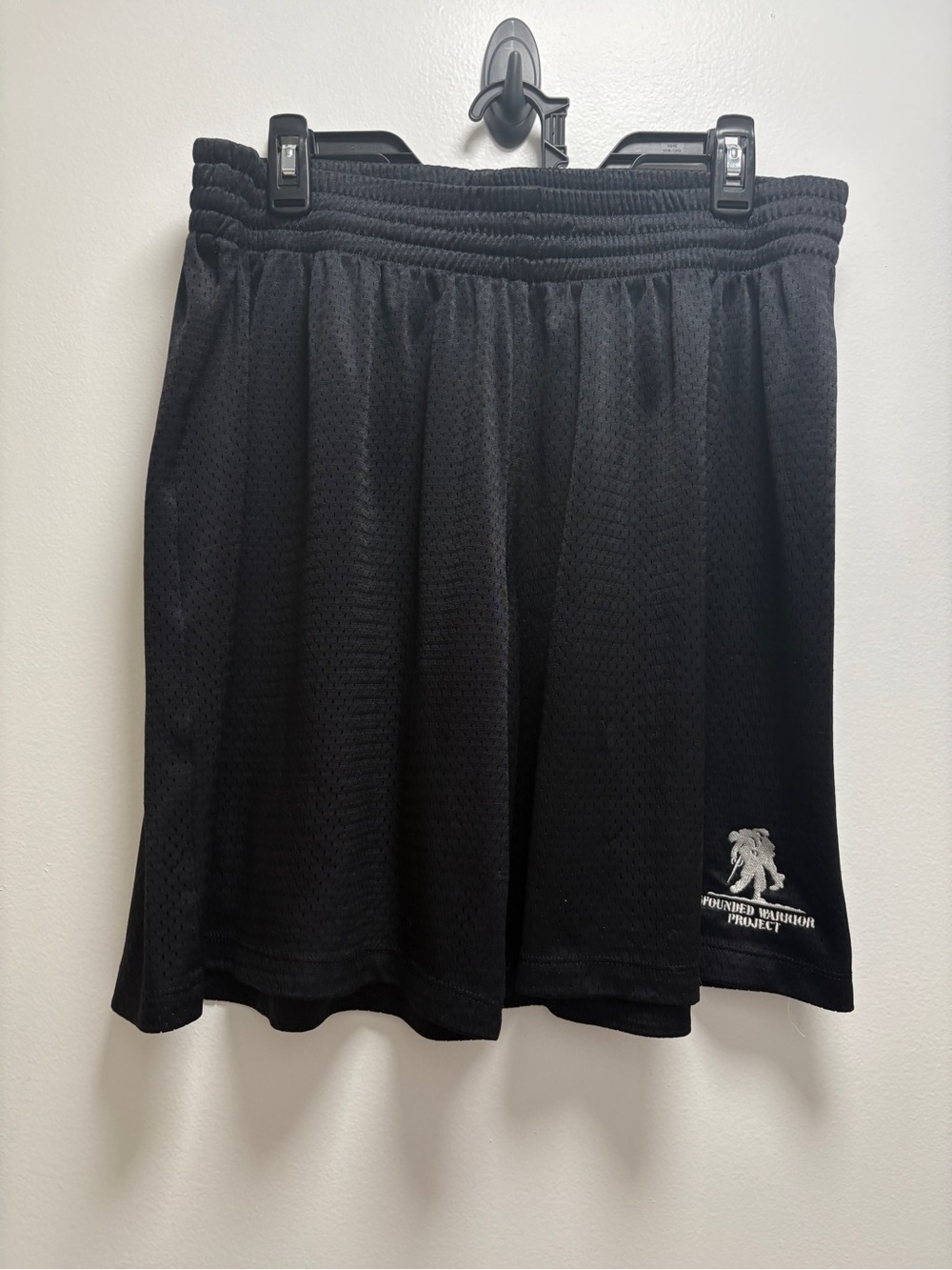 Under Armour Black Mesh Mens Sport Shorts with Wounded Warrior Project Patch